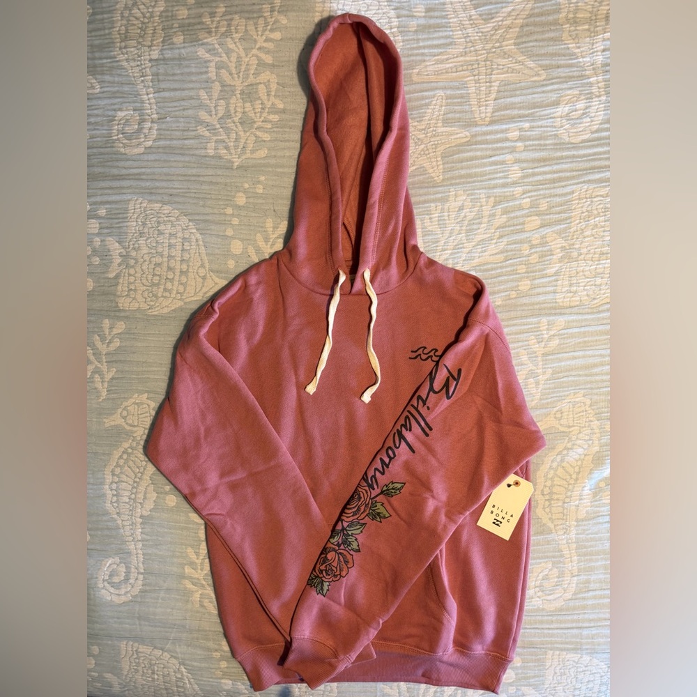 Billabong Rose Pink Hoodie with Floral Sleeve